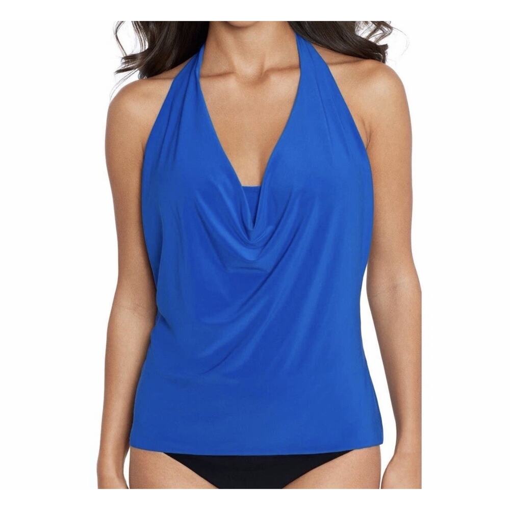 Magicsuit® Sapphire Blue‎ Sophie Shelf Bra halter Tankini Top Women's 10 NWOT